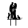 Cake Topper 'Brautpaar mit kleinem Hund & Katze'