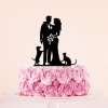 Cake Topper 'Couple de mariés avec petit chien et chat