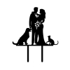 Cake Topper 'Brautpaar mit grossem Hund & Katze'