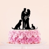 Cake Topper 'Brautpaar mit grossem Hund & Katze'