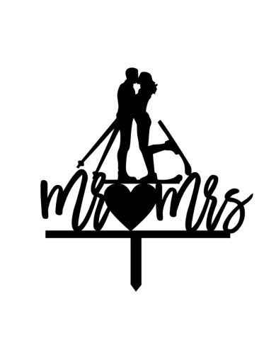 Cake Topper 'Mariés à ski'