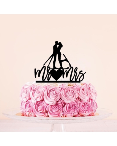 Cake Topper 'Mariés à ski'