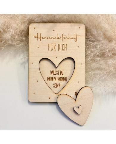 Holzkarte mit Herz - Individuelle Herzbotschaft