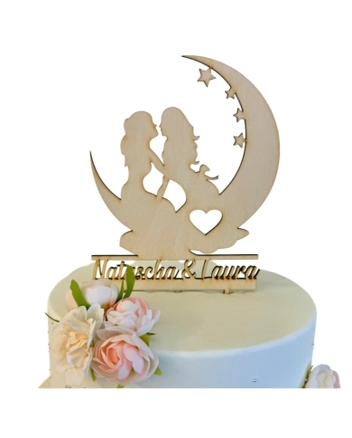 Cake Topper 'Romantisches Mondpaar' personalisiert