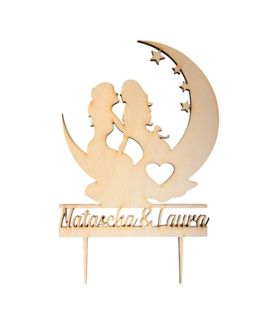 Cake Topper Couple romantique au clair de lune' personnalisé