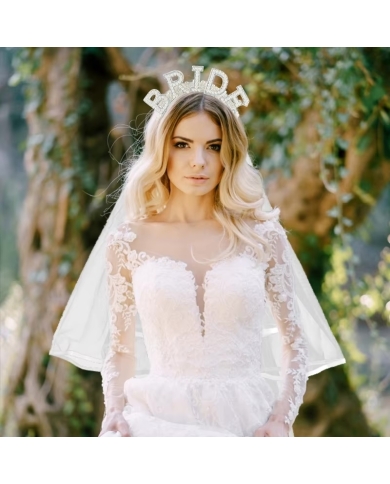 Serre-Tête 'Bride' avec voil & perles - The-Weddingshop