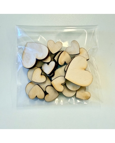 Confettis en bois en forme de cœurs - 10 g