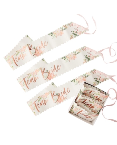 Schärpe 'Team Bride Floral' Set (6 Stück)