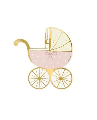 Servietten 'Kinderwagen' - Rosa