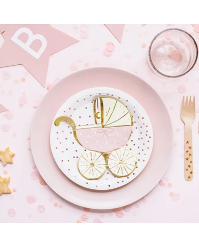 Servietten 'Kinderwagen' - Rosa