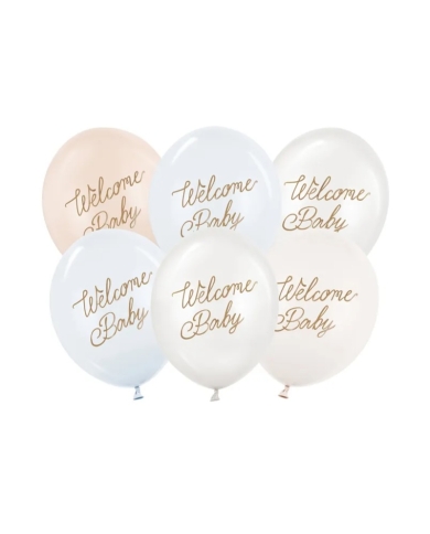 Ballons 'Welcome Baby' blanc/bleu