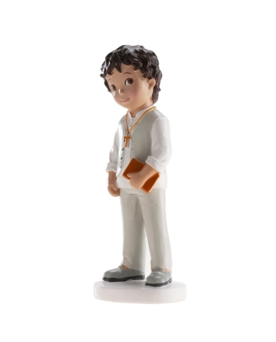 Figurine pour gâteaux communion Garçon avec une Bible