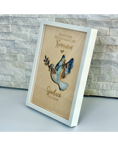 Cadre photo 3D 'Colombe' personnalisé