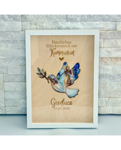 Cadre photo 3D 'Colombe' personnalisé