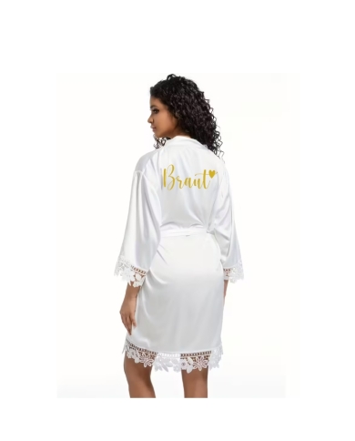 Morgenmantel 'Braut' mit Spitze
