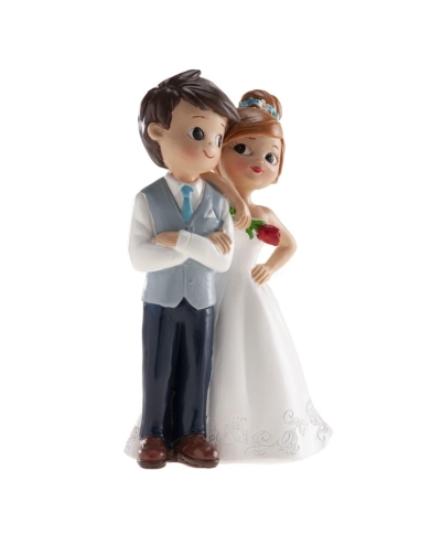 Figurine mariage 'Jeunes mariés avec une rose'