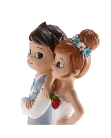 Figurine mariage 'Jeunes mariés avec une rose'
