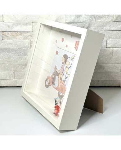 3D Bilderrahmen 'Brautpaar auf der Vespa'