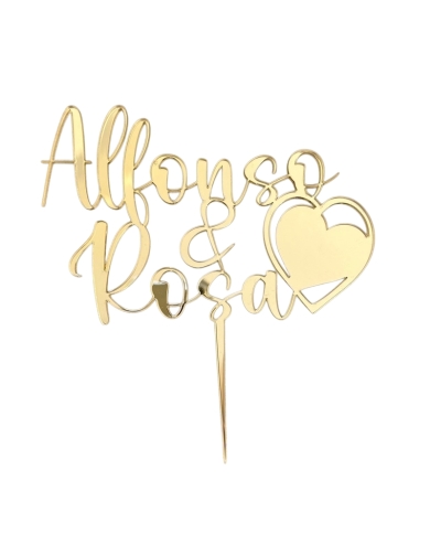 Topper personnalisée avec un prénom - dorée - The-Weddingshop