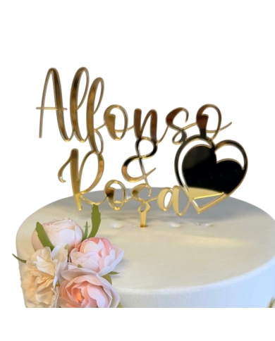 Cake Topper mit Namen personalisiert - gold
