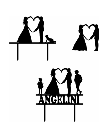 Cake Topper “Mariés avec enfant ” personnalisable - The-Weddingshop