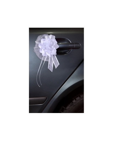 Antennenschleifen Rose/Organza und Satin - Weiss (4 Stück)