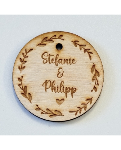 Pendentif en bois personnalisé - The-Weddingshop.ch