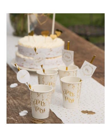Gobelet Carton 'Mr & Mrs' or (x10)