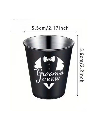 Lot de verres à shot en acier inoxydable 'Groom's Crew'