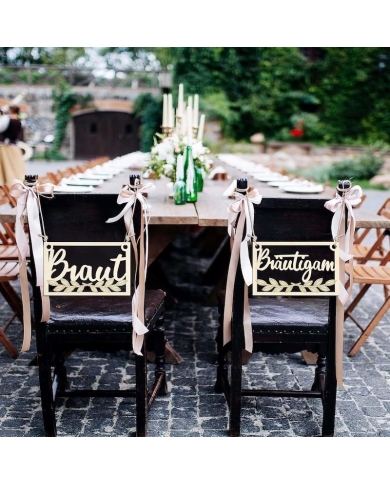 Décoration de chaise bois 'Braut & Bräutigam' - The-Weddingshop