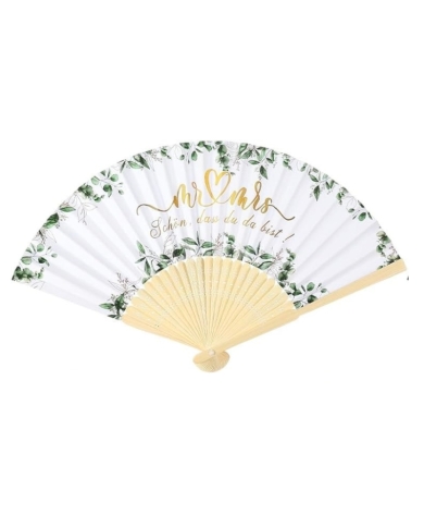 Éventails de mariage avec petits sachets en organza 'Mr & Mrs' - The-Weddingshop