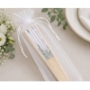 Hochzeitsfächer mit Organzasäckchen 'Mr & Mrs'