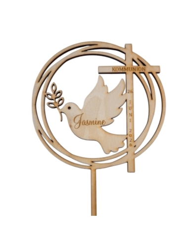 Cake Topper 'Taube mit Zweig' - Holz