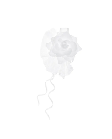 Fleur en organza/satin - Blanc (4 pièces)