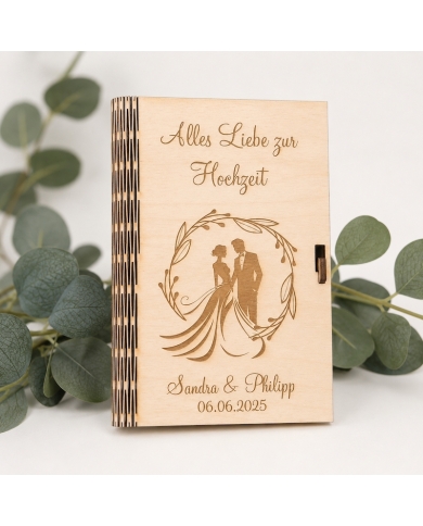 Geldbox 'Buch' Holz personalisiert