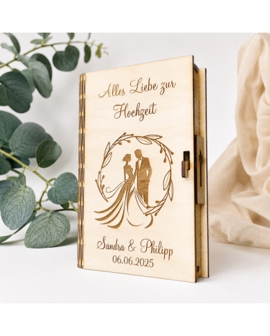 Geldbox 'Buch' Holz personalisiert