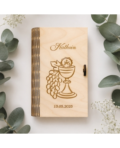 Cashbox 'Livre Calice' bois personnalisée