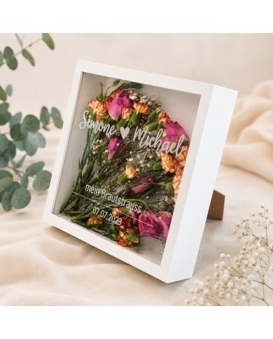 Cadre photo personnalisé pour le bouquet de mariée