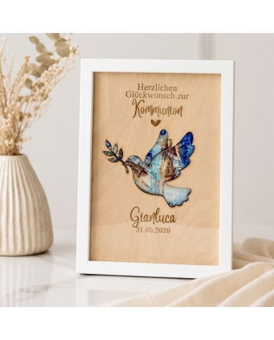Cadre photo 3D 'Colombe' personnalisé - The-Weddingshop
