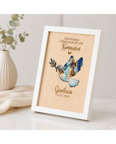 Cadre photo 3D 'Colombe' personnalisé - The-Weddingshop