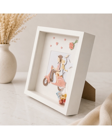 3D Cadre photo 'Mariés sur une Vespa'- The-Weddingshop