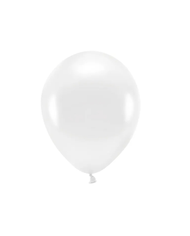 10 x Metallic Eco Ballons - Blanc
