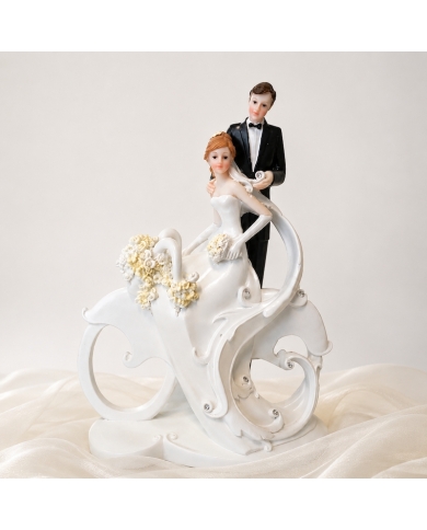 Grosse Tortenfigur 'Brautpaar auf dem Fahrrad' - The-Weddingshop