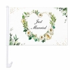 Drapeau voiture 'Just Married' - Fleurs