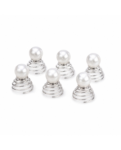 6 Curlies perles - blanc