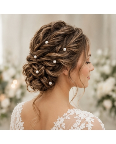 6 Curlies perles - blanc