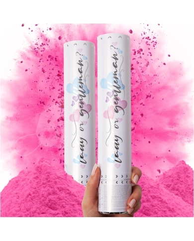 Canon à confettis avec poudre fumigène - Rose