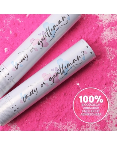 Canon à confettis avec poudre fumigène - Rose
