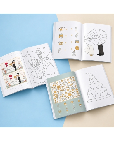 Livre de coloriage mariage avec crayons de couleur - The-Weddingshop