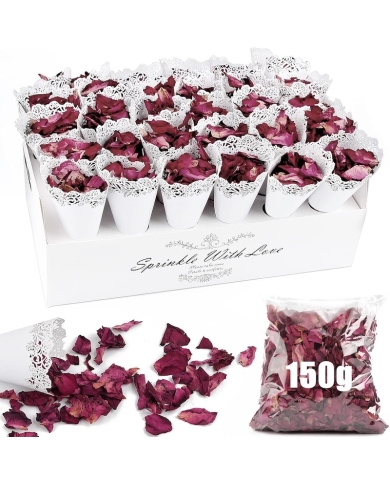 Rosenblätter Konfetti Set - 30 Tüten & Halter